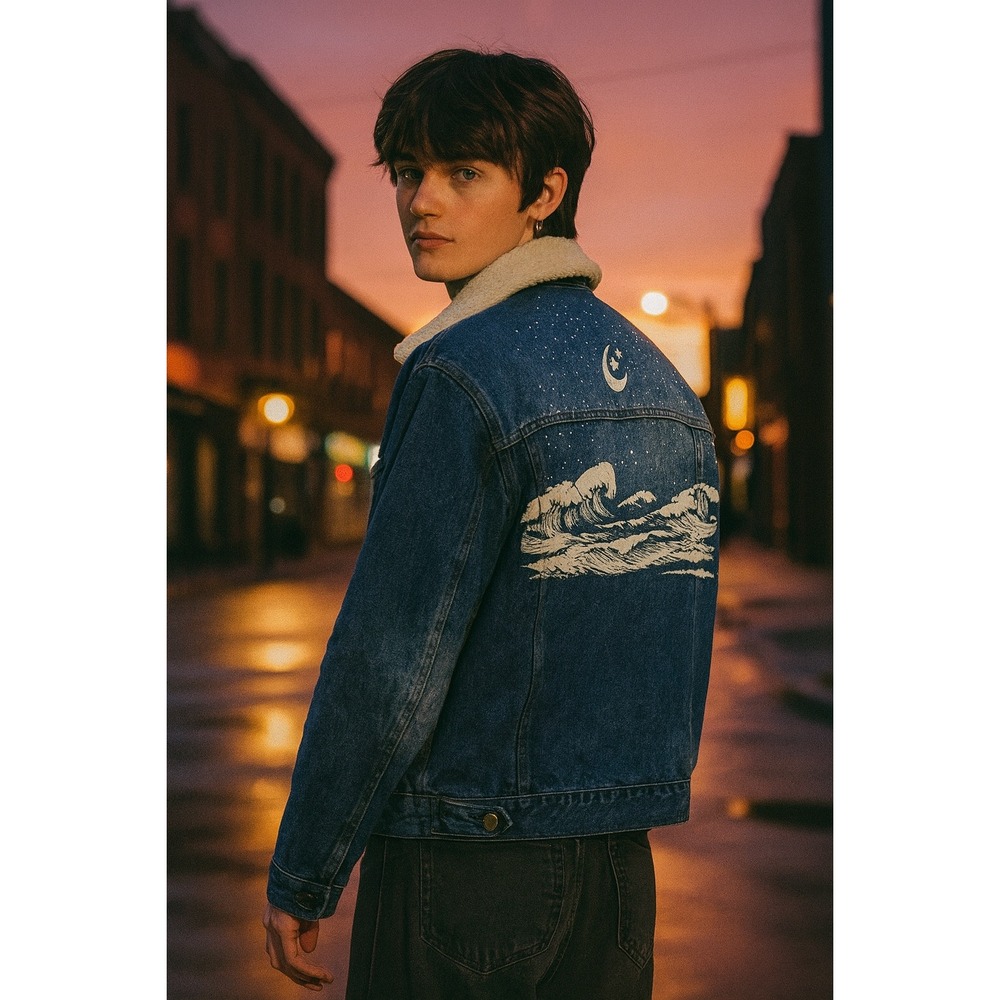 The Tubbo Moment Men's By the‎ Sea X Revolt Collab Denim Jacket Sherpa Collar- S